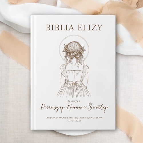 biblia na komunie dla dziewczynki z iminiem 