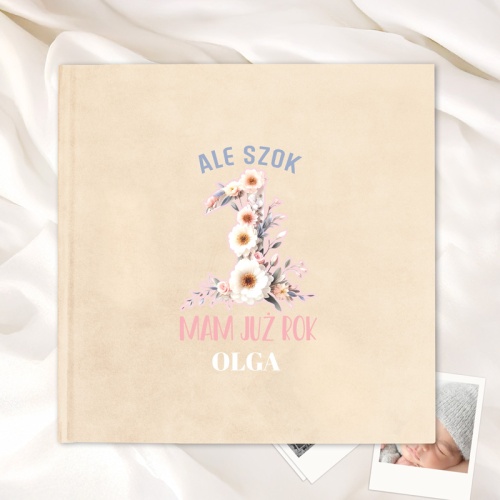 album welurowy na roczek dla dziewczynki