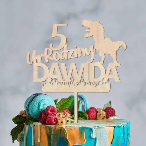 topper drewniany na tort urodzinowy dziecka 
