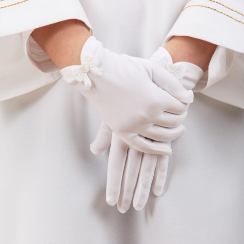 rekawiczki komunijne biale 