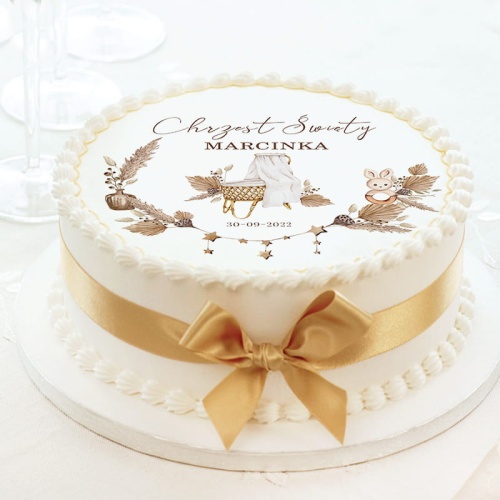 Opłatek na Chrzciny dla dziecka. Piękna dekoracja ciasta.