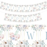 BANER z napisem WITAJ W DOMU Powitanie noworodka Uroczy Chłopiec