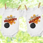 BODY Ubranka dla bliźniaków ze śmiesznym napisem Podwójne Kłopoty