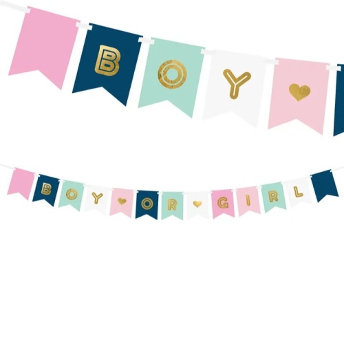 Baner dekoracyjny na Baby Shower, pomysły na ujawnienie płci dziecka.