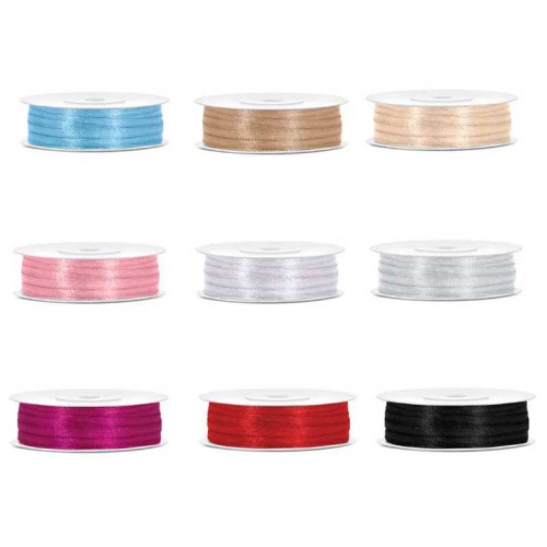 Cienkie tasiemki satynowe do dekoracji zaproszeń i papeterii komunijnej i na chrzest