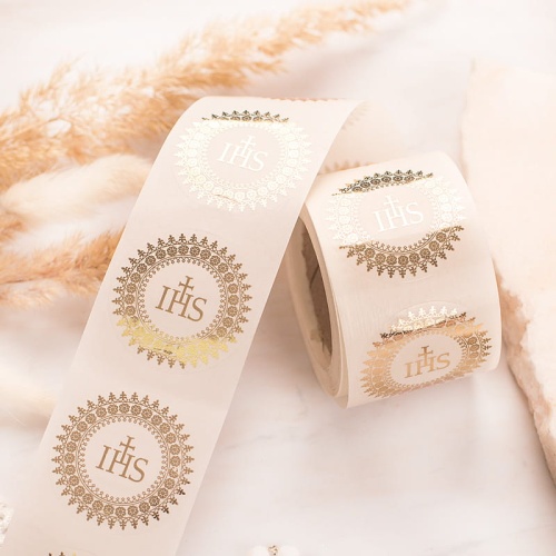 Naklejki na koperty ze złotą hostią