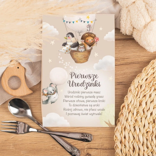 SZTUĆCE z imieniem dziecka prezent na Roczek Wesołe Zwierzątka