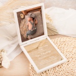 ZAPROSZENIE dla Chrzestnych na Chrzest Pudełko ze zdjęciem i lustrzanym efektem