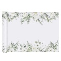 Bieżnik obrus dekoracyjny na stół z motywem z białymi kwiatami i zielonymi listkami
