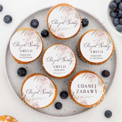Opłatki na muffinki z okazji Chrztu świętego.