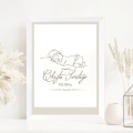 Personalizowany plakat na Chrzest Święty dla chłopca. Na plakacie znajduje się kontur dziecka i personalizacja.