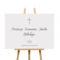 Plakat komunijny personalizowany minimalistyczny. Dekoracja sali na Pierwszą Komunię Świętą.