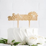 TOPPER drewniany na tort z napisem Sakrament Bierzmowania