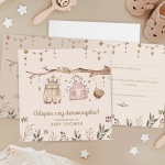 ZAPROSZENIA na Baby Shower Gender Reveal Party Boho 10szt