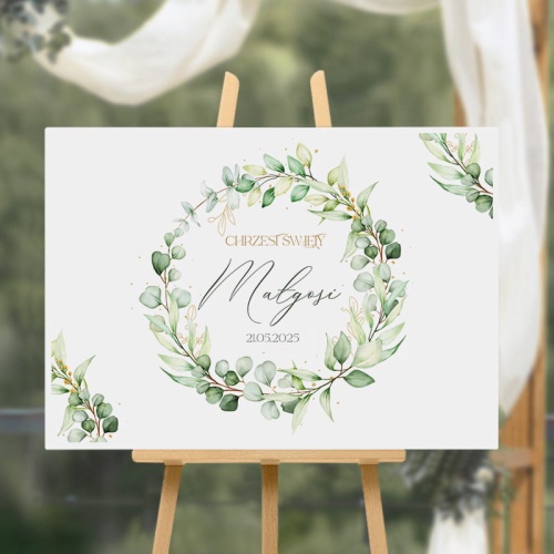 Plakat na powitanie dla gości z okazji Chrztu.