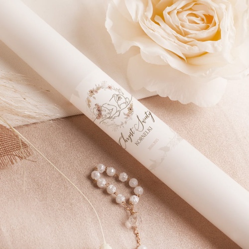 Świeca chrzcielna personalizowana na Chrzest Święty dziewczynki.