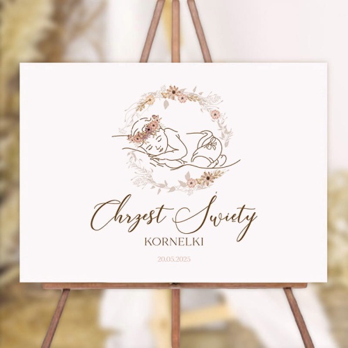 Personalizowany duży plakat do dekoracji wnętrza na Chrzciny dziewczynki.