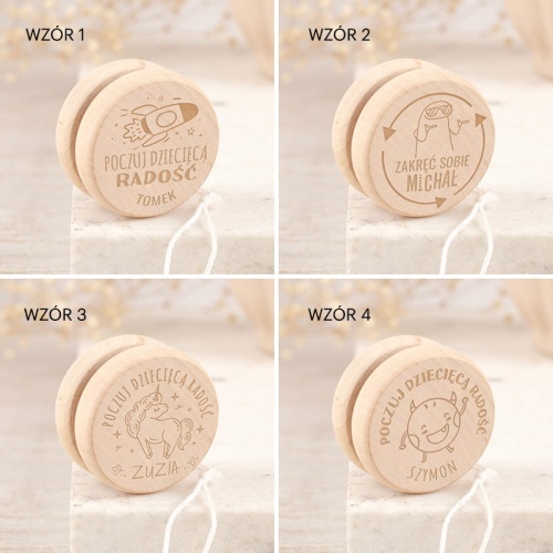 Drewniane jojo na podziękowanie dla gości.