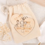 PUZZLE drewniane serce + woreczek Pytanie o Zostanie Rodzicem Chrzestnym