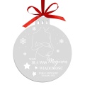 Zawieszka z akrylu personalizowana. Oryginalna informacja o ciąży w czasie Świąt.