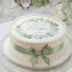 OPŁATEK NA TORT personalizowany na Komunię Zielony Wianek