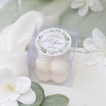 ŚWIECZKI SOJOWE na pamiątkę dla gości Komunii Zielony Wianek (pudełka, etykiety) 10szt