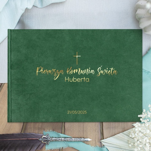 ALBUM KSIĘGA welurowa personalizowana okładka ze złoceniem na Komunię Świętą