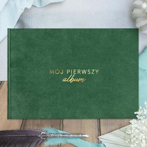 ALBUM KSIĘGA welur złoty napis prostokątna Urodzinki