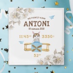 ALBUM na zdjęcia Z METRYCZKĄ PREZENT NA NARODZINY dziecka Samolocik 