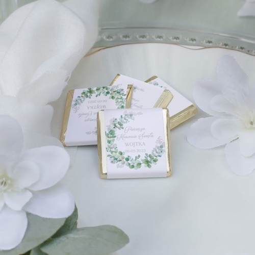 Mleczne czekoladki na podziękowanie dla gości komunijnych.