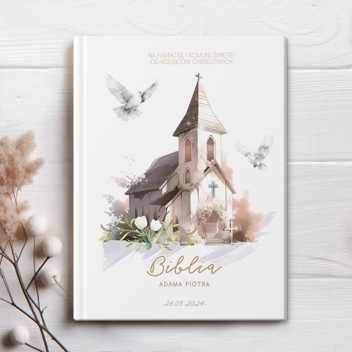 Personalizowana Biblia na komunię. Prezent na pierwszą komunię świętą.