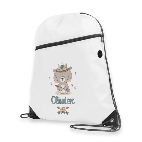 Personalizowany worek dla przedszkolaka. Idealny prezent dla maluszka z grafiką misia.