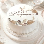 OPŁATEK na tort ozdoba na Bierzmowanie w stylu boho Ø20CM