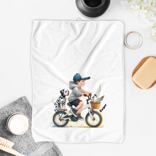 Personalizowany ręcznik z imieniem. Prezent na wycieczkę rowerową dla chłopca.
