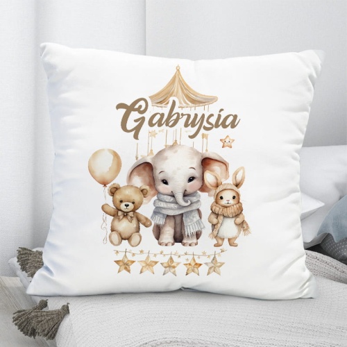 Miękka poduszka dekoracyjna do pokoju dziecka. Poduszka ze zwierzątkami.