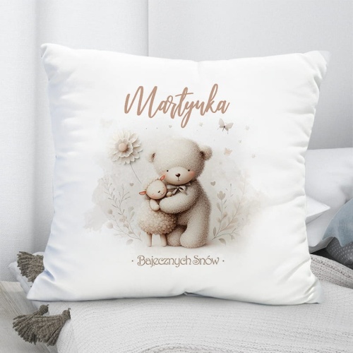 Poduszka do dekoracji pokoju. Miękka poduszka dla dziecka. Poduszka z imieniem. Poduszka z owieczką. Poduszka z misiem. Poduszka z imieniem dla dziecka.