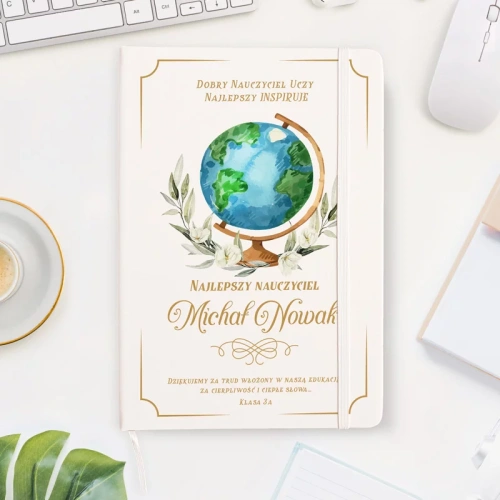 Notatnik z gumką dla nauczyciela. Dziennik dla nauczyciela. Personalizowany notes dla nauczyciela.