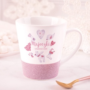 KUBEK z różowym paskiem dla dziewczynki na święta