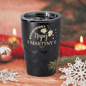 KUBEK termiczny czarny mat Na rozgrzewający napój Prezent pod choinkę