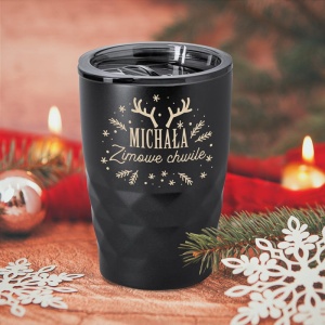 KUBEK termiczny ze świątecznym napisem ciekawy kształt