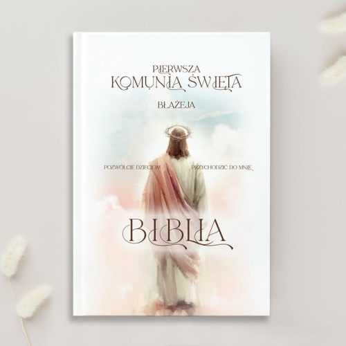 Biblia dla dziecka pamiątka pierwszej komunii świętej z wizerunkiem Jezusa