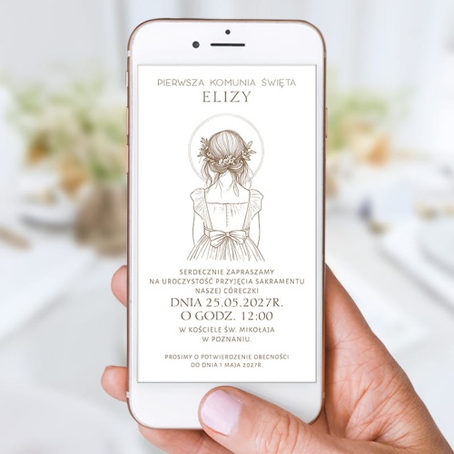 E-zaproszenie personalizowane Pierwsza Komunia Święta.