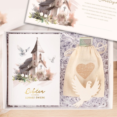 Oryginalny PREZENT Na Chrzest Dla Dziecka z Personalizowaną Biblią