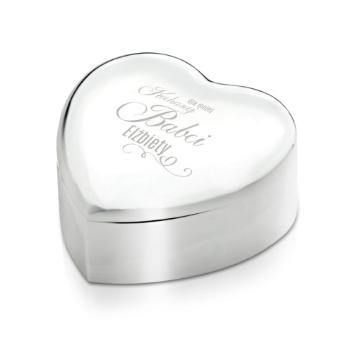 Szkatułka z pozytywką prezent komunijny dla babci w eleganckim srebrnym wykończeniu