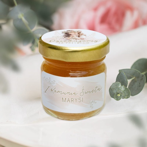 miod w sloiczku podziekowanie dla gosci komunia swieta dziewczynki