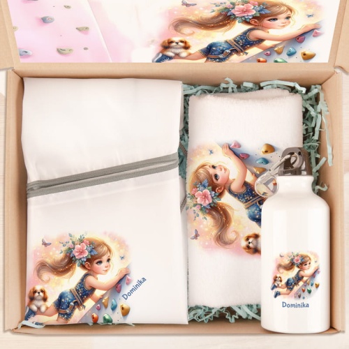 Personalizowany zestaw prezentowy dla dziewczynki kochającej wspinaczkę