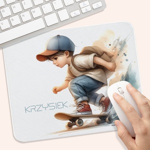 Personalizowana PODKŁADKA pod Myszkę Prezent Dla Małego Skejta