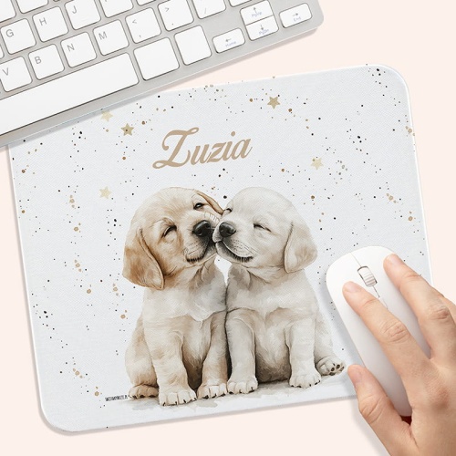 Personalizowana podkładka pod myszkę z pieskami i imieniem dziecka