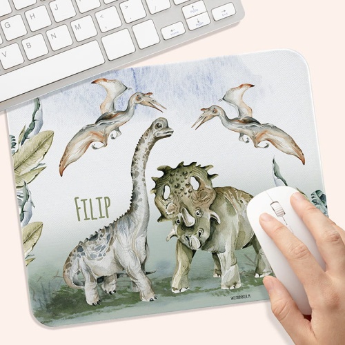 Personalizowana podkładka pod myszkę z grafiką dinozaurów