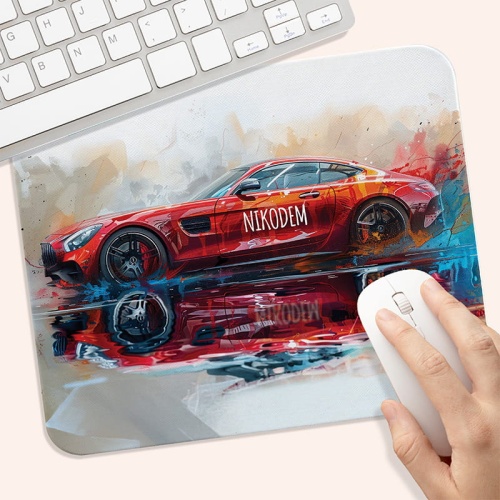 Personalizowana podkładka dla chłopca z imieniem i motywem auta